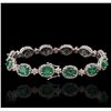 Image 6 : 14KT White Gold 10.60ctw Emerald and Diamond Bracelet