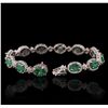 Image 7 : 14KT White Gold 10.60ctw Emerald and Diamond Bracelet