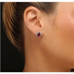 14KT White Gold 3.54ctw Ruby and Diamond Earrings