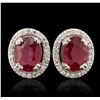 Image 4 : 14KT White Gold 3.54ctw Ruby and Diamond Earrings
