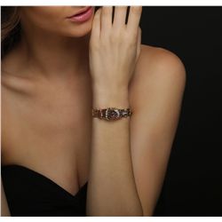 Ladies Vintage Louis 14KT Rose Gold Ruby and Diamond Wristwatch