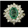 Image 4 : 14KT Yellow Gold 1.70ct Emerald and Diamond Ring