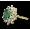 Image 5 : 14KT Yellow Gold 1.70ct Emerald and Diamond Ring