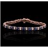 Image 7 : 14KT Rose Gold 7.14ctw Sapphire and Diamond Bracelet