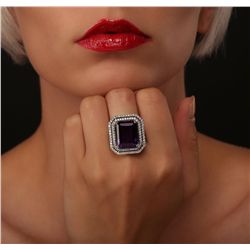 14KT Two-Tone 11.31ct Amethyst and Diamond Ring