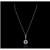 Image 4 : 14KT White Gold 3.72ctw Tanzanite and Diamond Pendant With Chain