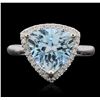 Image 4 : 14KT White Gold 4.50ct Topaz and Diamond Ring