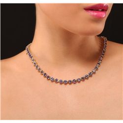 14KT Yellow Gold 39.20ctw Tanzanite and Diamond Necklace