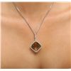 Image 2 : 18KT White Gold 18.66 Citrine Quartz and Diamond Pendant With Chain