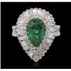 Image 4 : 14KT White and Yellow Gold 3.70ct Emerald and Diamond Ring