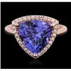 Image 4 : 14KT Rose Gold 6.28ct Tanzanite and Diamond Ring