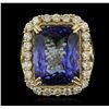 Image 4 : 14KT Yellow Gold 16.95ct GIA Cert Tanzanite and Diamond Ring