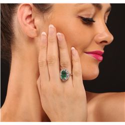 14KT White Gold 3.01ct Emerald and Diamond Ring