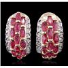 Image 4 : 14KT Yellow Gold 4.16ctw Ruby and Diamond Earrings