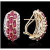 Image 5 : 14KT Yellow Gold 4.16ctw Ruby and Diamond Earrings