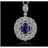 Image 4 : 14KT White Gold 4.80ct Tanzanite and Diamond Pendant With Chain