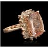 Image 4 : 14KT Rose Gold 8.33ct Morganite and Diamond Ring