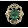 Image 3 : 14KT Yellow Gold 3.22ct Emerald and Diamond Ring