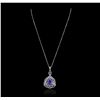 Image 5 : 14KT White Gold 5.64ct Tanzanite and Diamond Pendant With Chain