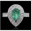 Image 4 : 14KT White Gold 1.52ct Emerald and Diamond Ring