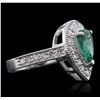 Image 5 : 14KT White Gold 1.52ct Emerald and Diamond Ring