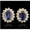 Image 5 : 14KT Yellow Gold 1.91ctw Sapphire and Diamond Earrings