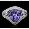 Image 5 : 14KT White Gold 3.76ct Tanzanite and Diamond Ring