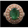 Image 4 : 14KT Rose Gold 2.17ct Emerald and Diamond Ring