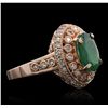 Image 5 : 14KT Rose Gold 2.17ct Emerald and Diamond Ring