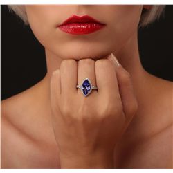 14KT White Gold 3.82ct Tanzanite and Diamond Ring