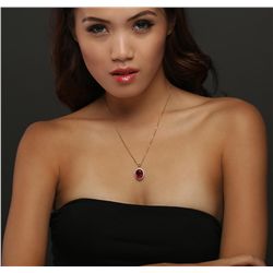 14KT Yellow Gold 8.61ct Ruby and Diamond Pendant With Chain