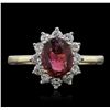 Image 4 : 14KT Yellow Gold 1.27ct Rubellite and Diamond Ring