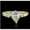 Image 4 : 14KT Yellow Gold 1.17ctw  Pear Cut Diamond Ring