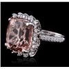 Image 5 : 14KT White Gold 14.45ct Morganite and Diamond Ring