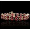 Image 4 : 14KT Yellow Gold 10.54ctw Ruby and Diamond Bracelet