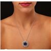 Image 2 : 14KT White Gold 10.47ct Sapphire and Diamond Pendant With Chain