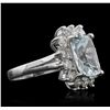 Image 5 : 14KT White Gold 3.96ct Aquamarine and Diamond Ring