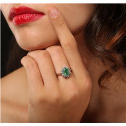 14KT White Gold 1.50ct Emerald and Diamond Ring