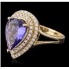 Image 5 : 14KT Yellow Gold 3.24ct Tanzanite and Diamond Ring