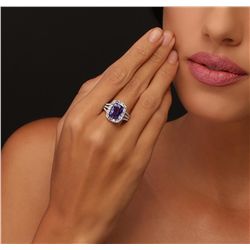 14KT White Gold 5.87ct Tanzanite and Diamond Ring