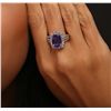 Image 2 : 14KT White Gold 5.87ct Tanzanite and Diamond Ring