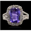 Image 4 : 14KT White Gold 5.87ct Tanzanite and Diamond Ring