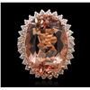 Image 4 : 14KT Rose Gold 26.36ct GIA Certified Morganite and Diamond Ring