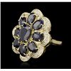 Image 5 : 14KT Yellow Gold 9.54ctw Sapphire and Diamond Ring