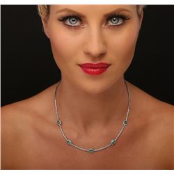 18KT White Gold 2.03ctw Emerald and Diamond Necklace