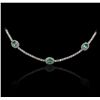 Image 5 : 18KT White Gold 2.03ctw Emerald and Diamond Necklace