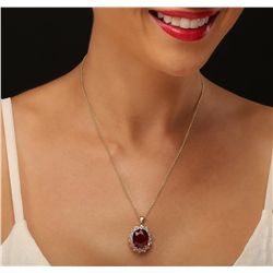 14KT Yellow Gold 18.46ct Ruby and Diamond Pendant With Chain