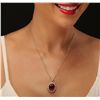 Image 1 : 14KT Yellow Gold 18.46ct Ruby and Diamond Pendant With Chain