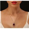 Image 2 : 14KT Yellow Gold 18.46ct Ruby and Diamond Pendant With Chain