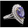 Image 5 : 14KT White and Yellow Gold 6.89ct Tanzanite and Diamond Ring